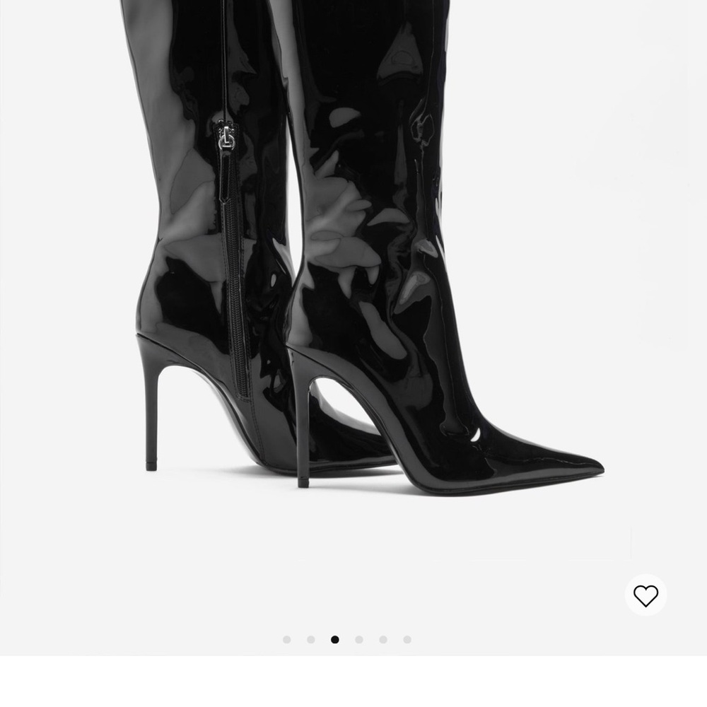 BNIB Sexy Black Patent Leather Stiletto Boots - Size 9.5 (EU size 40) - Picture 6 of 16